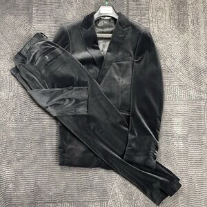 Giovanni Testi Men's 2-Piece Suit Gray Striped Tailored Fit- See Measurements